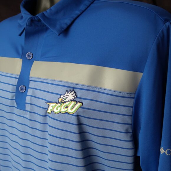 FGCU Eagles Blue Columbia Stretch Polo (L) OMG! ⛳️ 🏀 - Picture 5 of 13